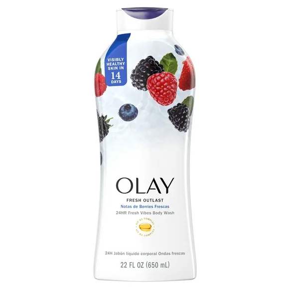Olay Fresh Outlast Women's Body Wash, for All Skin Types, Berries Frescas, 22 fl oz