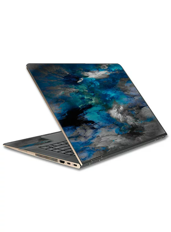 Skin Decal For Hp Spectre X360 15T Laptop Vinyl Wrap / Blue Grey Painted Clouds Watercolor