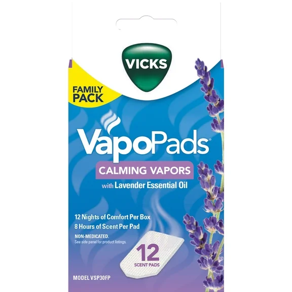 Vicks Calming Menthol and Lavender VapoPads For Vicks Humidifiers, Vaporizers and Plug-Ins, 12 Pack