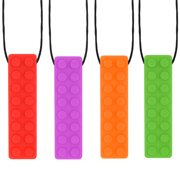 4pcs Baby Teething Toys - Autism ADHD Sensory Chew Necklace for Kids- Chewy Sticks for Boys and Girls