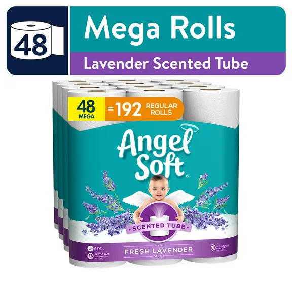 Angel Soft Toilet Paper with Fresh Lavender Scented Tube, 48 Mega Rolls
