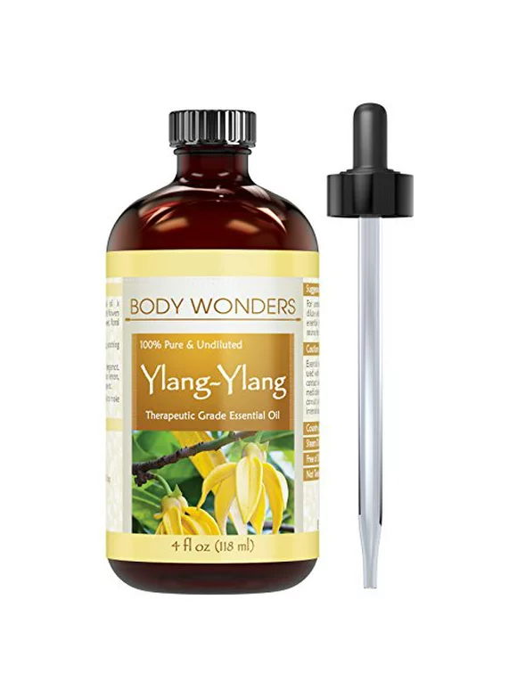 Body Wonders YlangYlang Essential Oil - 4 Oz. Bottle- 100% Pure, Undiluted Therapeutic Grade Oils - Ideal for Aromatherapy
