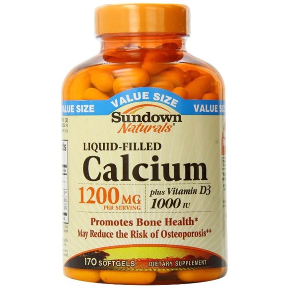 Sundown Naturals Calcium plus Vitamin D3, 1200mg, Softgels 170 ea (Pack of 2)