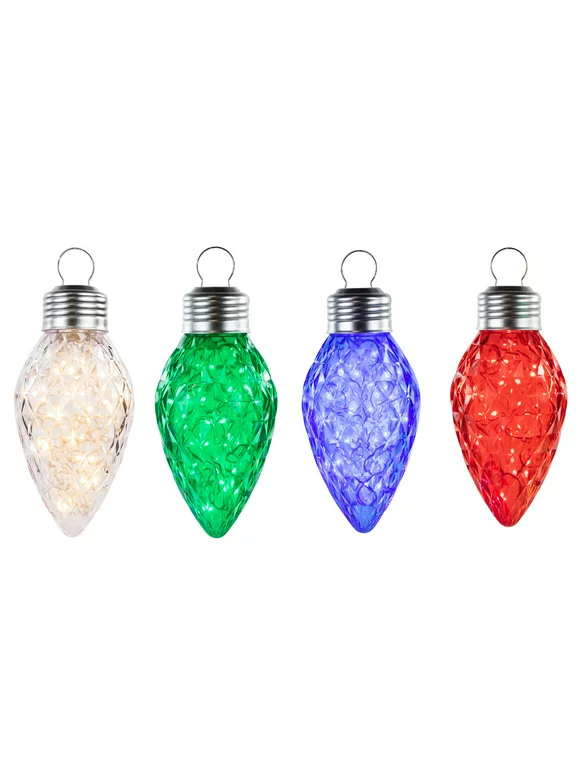 Northlight Set of 4 LED Multi-Color Commercial C9 Style Faceted Twinkle Christmas Lights, 9"