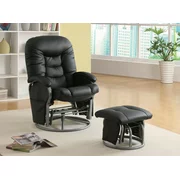 Push-back Glider Recliner with Ottoman, Black