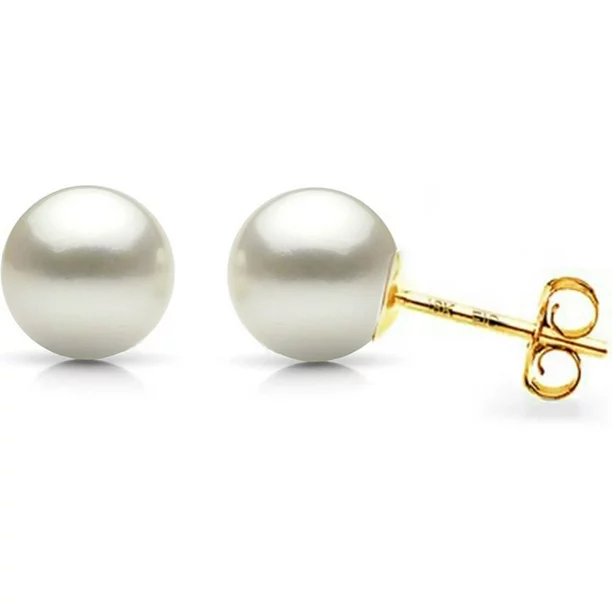 ADDURN 18kt Gold Round 5-5.5mm Freshwater Pearl Stud Earring, Variant Sizes Available