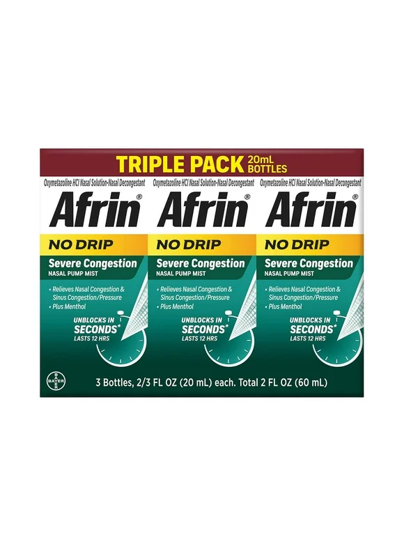 Afrin No Drip Severe Congestion 12 Hour Nasal Spray, 60 ml