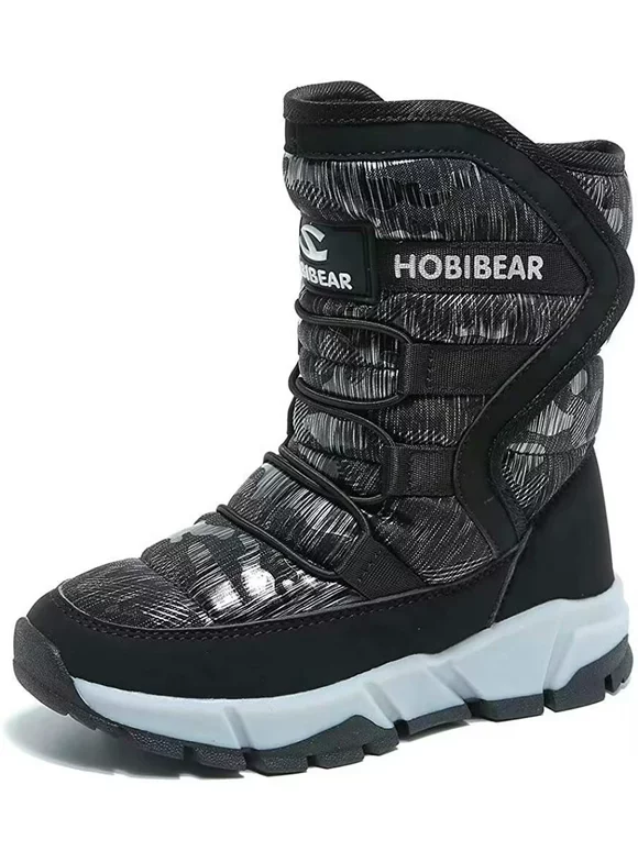 HOBIBEAR Boys Snow Boots Waterproof Outdoor Warm Slip girls Winter Shoes(Size Toddler 5.5-Big Kids 20)