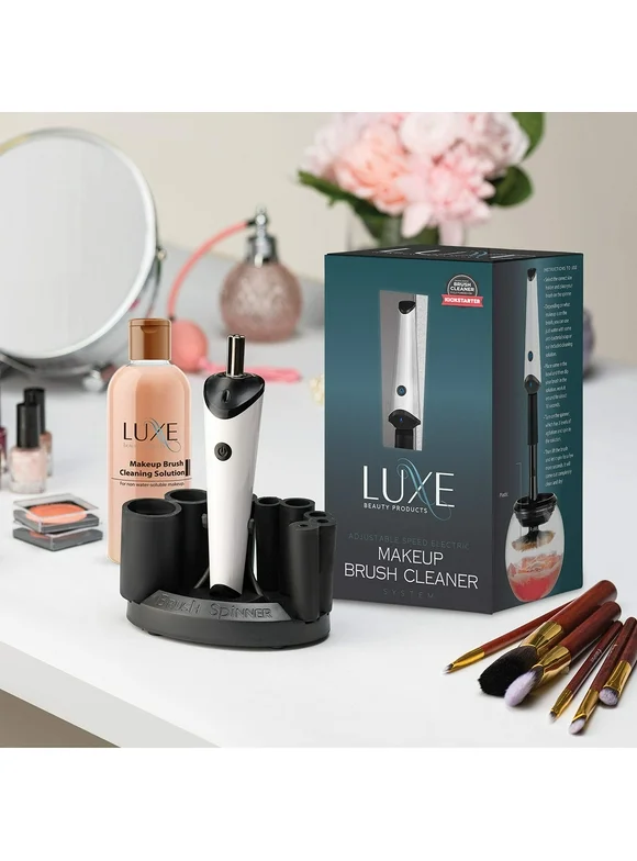Luxe Electric Makeup Brush SE33with Makeup Brush Solution, USB Charging Station, 3 Adjustable Speeds, Make Up Brush to Wash and Dry Your Makeup Brushes, Make Up Brush Clean Machine