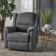 Noble House Jeffrey Standard Fabric Tufted Swivel Glider Recliner, Charcoal