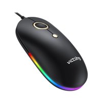 VicTsing RGB USB Wired Mouse, Silent Slim Ergonomic Computer Mice 3-Button with 1600DPI Black