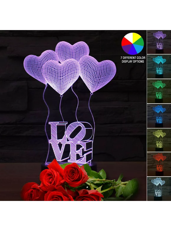 LED Night Light Gift for Mom Girlfriend Wife Woman Mothers Birthday (Love Hearts)