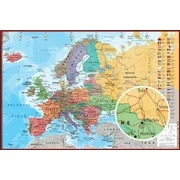 POLITICAL MAP OF EUROPE - FRAMED POSTER (ENGLISH VERSION) (SIZE: 36 x 24") (Red Plastic Frame)