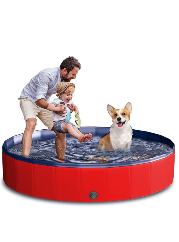Foldable Pet Swimming Pools for Dogs&Kids, Wash Tub Paddling Bathtub Slip-Resistant Kids Puppy Kiddle Pools