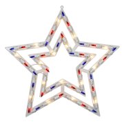 17" Lighted Red White and Blue Patriotic Star Window Silhouette Decoration
