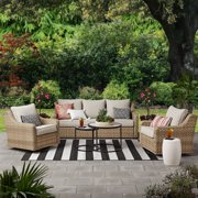 Better Homes & Gardens River Oaks 5-Piece Wicker Conversation Set with Patio Covers