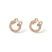 Women Stud Earrings Pearl Bow Diamond Sweet Rhinestone Jewelry Exquisite