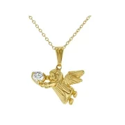 In Season Jewelry 18k Gold Plated Guardian Angel Pendant Necklace Kids Girls Children CZ 16"