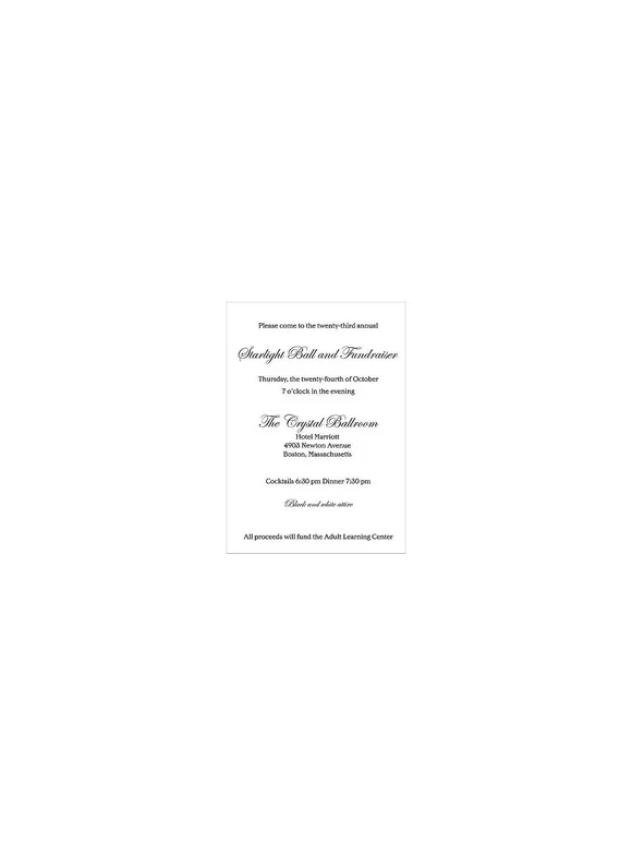 Great Papers 5.5""W x 7.75""H Plain Borders Invitations White 100/Pack 2012292