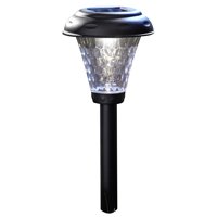 Moonrays 91381 Black Payton Solar LED Plastic Path Light, Hammered Glass Look, provides 360 Display of Warm LED Lighting, 8-Pack