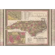 24"x36" Gallery Poster, 1847 Map of North Carolina showing the gold region of the state, 1847