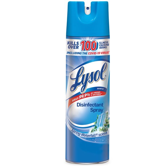 Lysol Disinfectant Spray, Spring Waterfall, 19oz, Tested and Proven to Kill COVID-19 Virus, Packaging May Vary