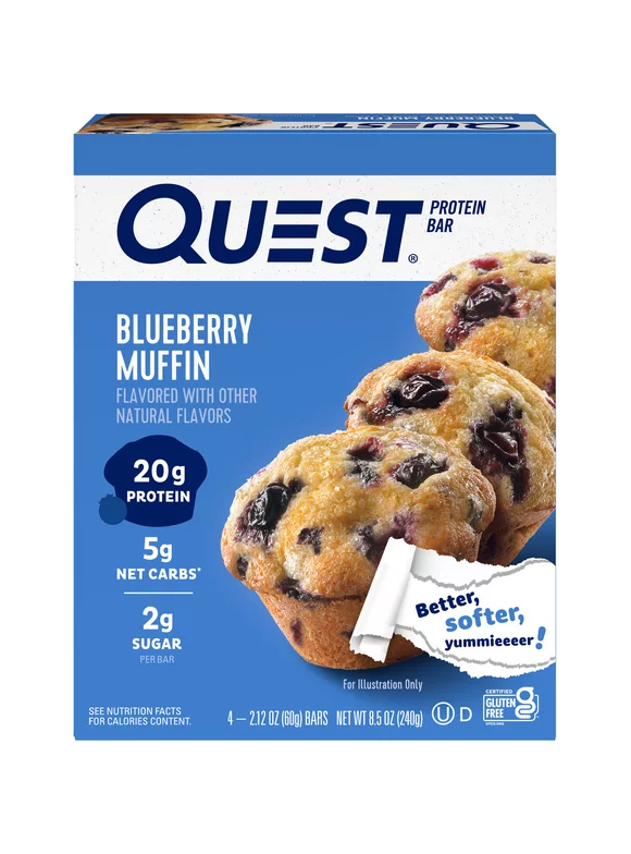 Quest Protein Bar, Blueberry Muffin, 21g Protein, 4pk (3 pack)