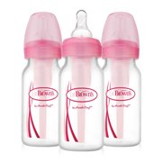 Dr. Brown's Options+ Baby Bottles, 4 Ounce, Pink Print, 3 Count