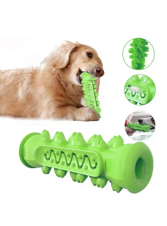 EIMELI Dog Chew Bones Effective Dental Oral Care Teeth Cleaning   Toys,Aggressive Chewers Medium Large Breed Tough Dog,Toothbrush Brushing Stick Bone Extremely Durable Oral Dental Care Dogs-Green