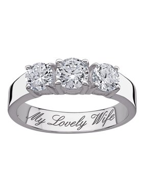 Personalized Sterling Silver CZ Trio Promise & Engagement Ring
