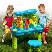 TEMI Sand Water Table Water Toys for Toddlers 2-8, Rain Showers Activity Table Sandbox Sensory Table, Gyms Tables Waterpark Beach Play Table w/ 28 Pcs Accessory Outdoor Toy for Kids Toddlers