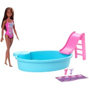 Barbie Estate Playset with Brunette Barbie Doll, Pool, Slide & Accessories
