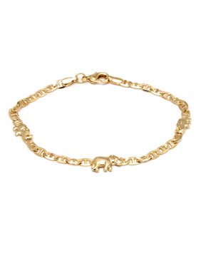 Peermont Chain Link Elephant Charm Anklet Made With 18k Yellow Gold Overlay
