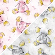David Textiles Inc. 42" 100% Cotton Flannel Sleepytime Elephants Sewing & Craft Fabric By the Yard, Pink
