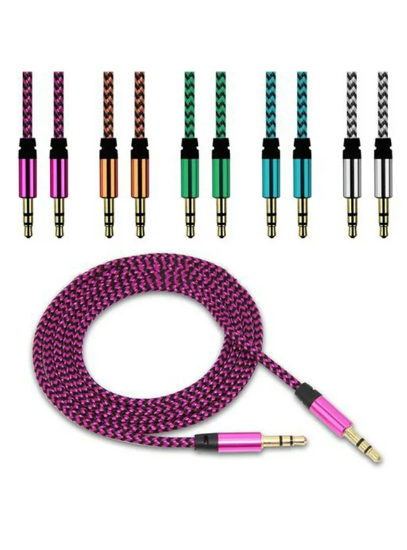 Besufy Braided Wire Male to Male 3.5mm Audio Cable AUX Line for Car Speaker Cell Phone