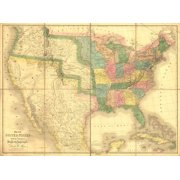 1839 Map Showing Us-Mexican Boundary Before The Mexican War And Us Annexation Of Land That Is Now Us States Of California History