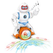Vokodo Musical Dancing Robot With Disco Ball Flashing Lights Self Riding Plays Happy Tunes Kids Music Box Nonstop Fun Action Battery Operated Toy Great Gift For Preschool Children Boys Girls Toddlers