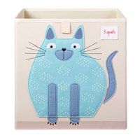 3 Sprouts Cube Storage Box - Organizer Container for Kids & Toddlers, Cat
