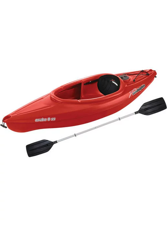 Sun Dolphin Aruba 8' Ss Sit-in Recreational Kayak Red, Paddle Included
