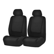 FH Group Unique Flat Cltoh Front Bucket Car Seat Covers for Sedan, SUV, Tuck, Van, Two Front Buckets, Black