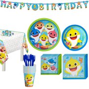 Party City Baby Shark Birthday Party Tableware Supplies for 8 Guests, Include Plates, Napkins, a Banner, and Decorations