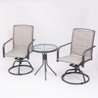 Manta USA 3 Pieces Outdoor Furniture, Swivel Outdoor Chairs, Bar height patio table and chairs set