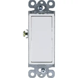 GE UltraPro Grounding Rocker Lighting Control Switch, 15A, White, 50726