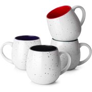LIFVER 20 Ounces Coffee Mugs, Large Porcelain Mug Sets for Coffee, Tea, Cocoa, Housewarming Gift, Set of 4, Multi Colors