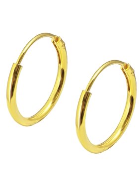 18k Yellow Gold Plated Sterling Silver 3/8" Hoop Earrings for Kids