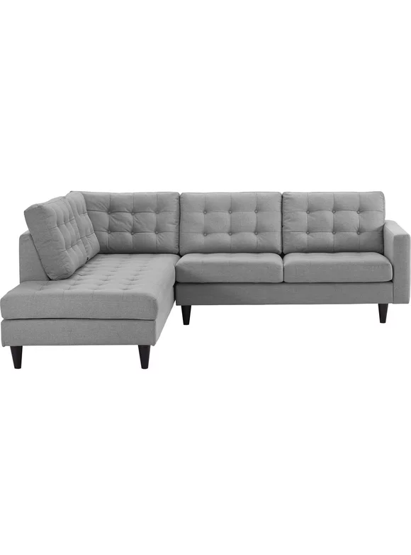 Modern Contemporary Urban Design Living Room Lounge Club Lobby Sectional Sofa, Fabric, Light Grey Gray