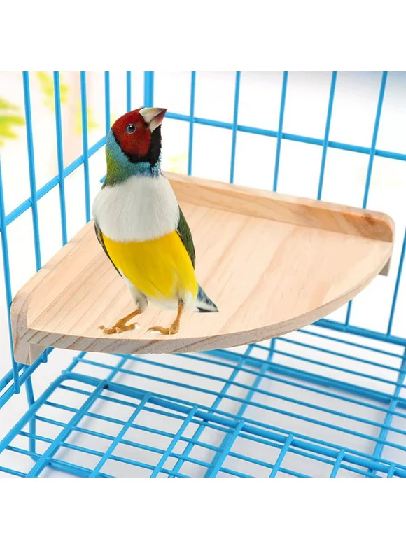 Pet Bird Perch Platform Stand Wood for Small Animals Parrot Parakeet Conure Cockatiel Budgie Gerbil Rat Mouse Chinchilla Hamster Cage Accessories Exercise Toys Sector