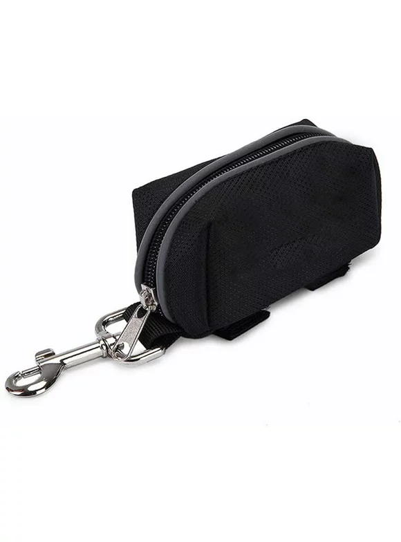 EIMELI Doggy Poop Bag Holder Zipper Dog Waste Bag Pouch Leash Attachment for Walking Training Running Hiking-Black