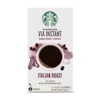 Starbucks VIA Instant Coffee Dark Roast Packets  Italian Roast  100% Arabica  1 box (8 packets)