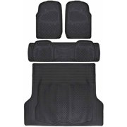 BDK Super Duty Rubber Floor Mats for Car SUV and Van with Cargo Mat, All Weather, Heavy Duty, 3 Colors